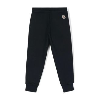 Moncler Navy Blue Joggers with Striped Finish - male - Moncler - Sweatpants - Blue - 18 M - Kids