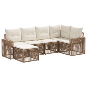 vidaXL Conjunto De Sof&aacute;s De Jard&iacute;n 6 Pcs Beige Y Blanco Crema Vidaxl