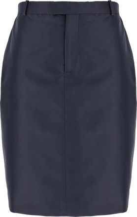 Gucci Rokken, Dames, Blauw, S, Katoen, Rok van fijne zijde faille