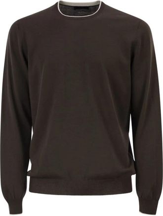 Fay Katoenen trui met ronde hals - Heren - Ronde hals truien - Bruin - 4XL - Katoen - Truien & Vesten