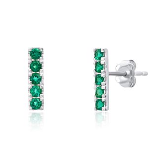 MAX + STONE 14k Yellow or White Gold Small Gemstone Bar Stud Earrings