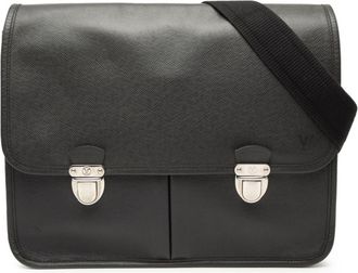 Louis Vuitton Ardoise Black Leather Messenger Bag Shoulder Bag (Pre-Owned)