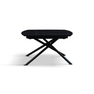 Konte Design Mesa de cer&aacute;mica negra, base negra, extensible 120x88 cm - 180x88 cm