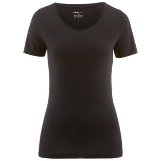Isa Rundhalsshirt ISA BODYWEAR 719120, Damen, Gr. XL, schwarz (0013), Single Jersey, Obermaterial: 95% Baumwolle, 5% Elasthan, unifarben, Basic, Rundhals,