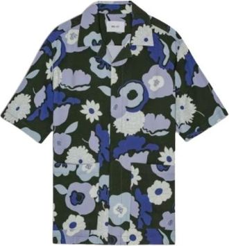 Nn.07 Bloemenprint Viscose Polo Shirt - Heren - Korte mouwen Overhemden - Veelkleurig - M - Polyester - Overhemden