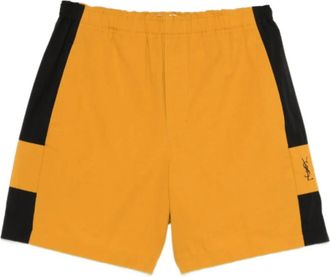 Saint Laurent Cassandre bermuda shorts - Dames - Korte Broeken - Geel - M - Katoen - Korte Broeken