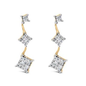 House of Brilliance 14K Yellow Gold 1 Ct Princess Diamond Earrings at Nordstrom