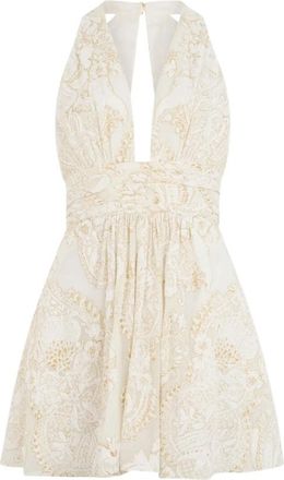 Roberto Cavalli Mini Jurk met Ornamentaal Motief - Dames - Korte kleedjes - Wit - XS - Kleedjes