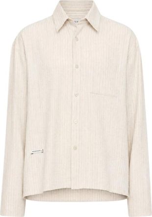 Song for the Mute Cropped School Shirt - Heren - Casual Overhemden - Beige - L - Katoen - Overhemden