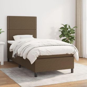 vidaXL Vidaxl - Cama Box Spring Con Colch&oacute;n Tela Marr&oacute;n Oscuro 100x200 Cm
