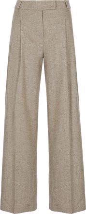 D.exterior Beige High-Waist Wide-Leg Wool Pants