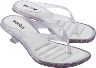Melissa Kitten Heel Flip Flop in Clear/white at Nordstrom, Size 10