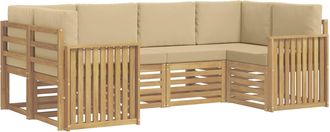 vidaXL Conjunto De Sof&aacute;s De Exterior 6 Uds. Y Beige Poli&eacute;ster Vidaxl