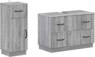 vidaXL Juego De Gabinete De Ba&ntilde;o De 2 Piezas Hoorn Sonoma Gris Vidaxl