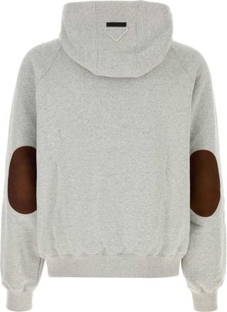 Prada Mens Grey Cotton Sweatshirt Grigio Melange Exterior: Felpe Sweater
