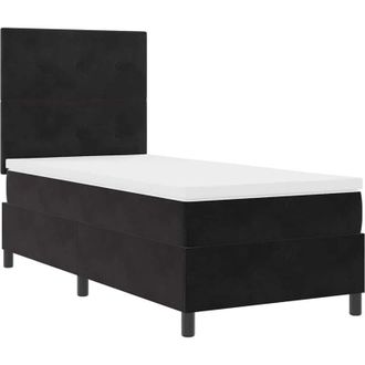 vidaXL Cama Tipo Box Spring Con Colch&oacute;n Negro 80 X 200 Cm Terciopelo Vidaxl