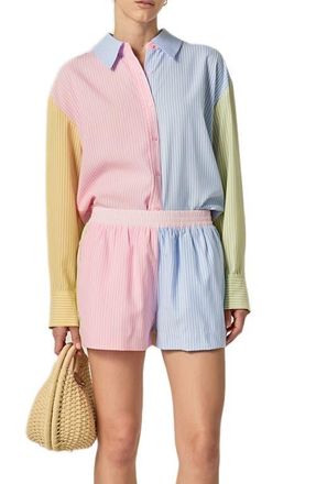 English Factory Colorblock Stripe Oversize Button-Up Shirt in Multi at Nordstrom, Size X-Small