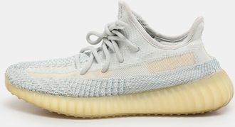 adidas Blue Knit Fabric Boost 350 V2 Cloud White Low Top Sneakers Size 38 2/3