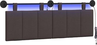 vidaXL Cabecero Colgante Con Luz Led Marr&oacute;n Oscuro Tela Vidaxl