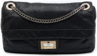 Chanel Pre-owned Perforated Flap Shoulder Bag - Dames - Vintage Schoudertas - Zwart - ONE Size - Leer - Vintage