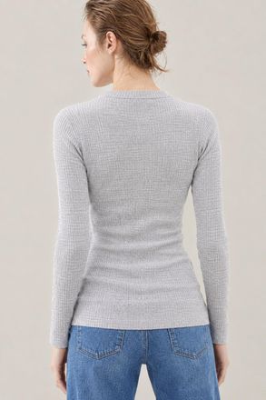 Brunello Cucinelli Wool Ribbed Crewneck Sweater - Gray