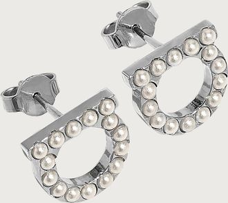 Ferragamo Donna Orecchini Gancini con perle Oro