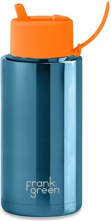 Frank Green 34-Ounce Water Bottle in Chrome Blue /Neon Orange at Nordstrom, Size 34 Oz