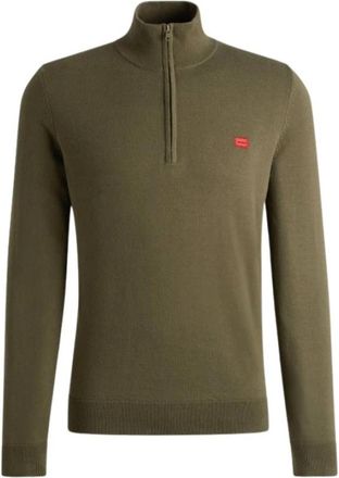 HUGO BOSS Turtleneck Sweater - Heren - Coltruien - Groen - L - Katoen - Truien & Vesten