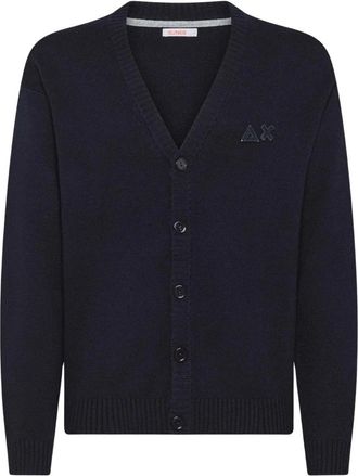 Sun 68 Cardigan - Heren - Vesten - Blauw - XL - Wol - Truien & Vesten