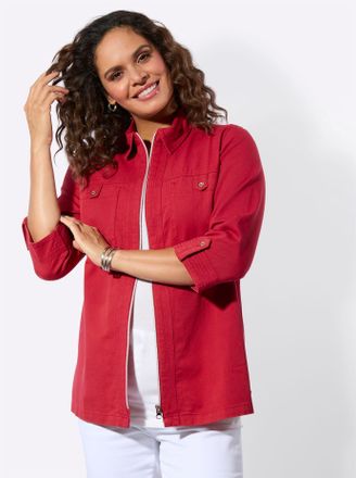 Casual Looks Jeansbluse CASUAL LOOKS, Damen, Gr. 36, erdbeere, 100% Baumwolle, unifarben, Blusen Jeansbluse