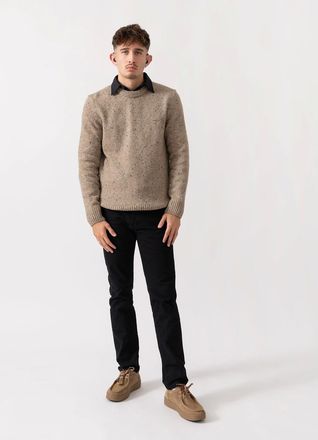 GANT Mens GANT Mens Wool Blend Neps Crew Neck Jumper - 295 Dark Sand Melange - Tan - Size: 40