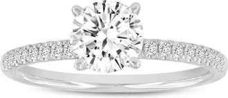 LuvMyJewelry Kara 14K White Gold Round Lab Grown Diamond Engagement Ring - 1.20 Ct