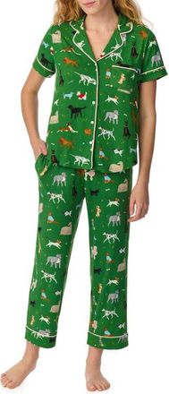 Kate Spade New York Piped Jersey Pajamas in Green at Nordstrom, Size X-Small