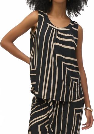 Joseph Ribkoff Silky Knit Geometric Print Sleeveless Top In Black