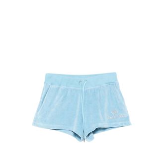 Sporty & Rich X Juicy Couture Rhinestone-logo Velour Shorts