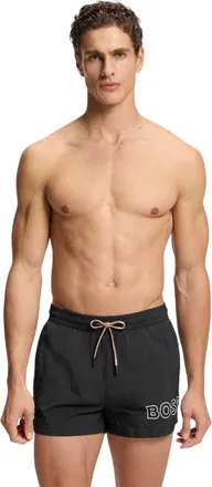 HUGO BOSS Zwemshort voor heren met Mooneye-logo in contourstijl (Zwart)