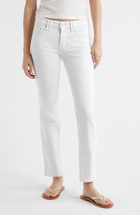 Free People Oracle Low Rise Slim Straight Leg Jeans in Optic White at Nordstrom, Size 24