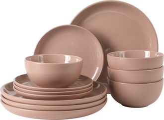 Gibson Home Rockaway 12 Piece Matte Two-Tone Stoneware Dinnerware Set, Service for 4 in Pink at Nordstrom