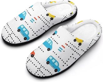 Generic Colorful Vehicle Bus Vehicle Mens Slippers Slip On Comfortable Fleece Cotton House Shoes Winter