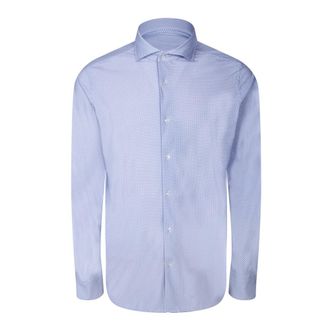 Dell'Oglio Wit Overhemd Klassieke Franse Kraag - Heren - Casual Overhemden - Blauw - S - Overhemden