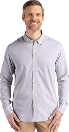 Cutter & Buck Skyline Epic Confidence Recycled Pinstripe Mens Long Sleeve Dress Shirt