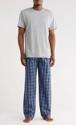 Majestic International T-Shirt & Plaid Pajama Pants Set in Dusty Blue Plaid at Nordstrom Rack, Size X-Large
