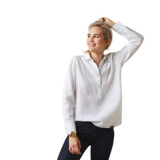 Ariat Womens Cazadero Blouse Long Sleeve in White, Size X-Small, by Ariat