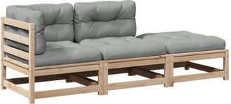 vidaXL Set De Sof&aacute;s De Jard&iacute;n 3 Pzas Con Cojines Madera Maciza De Pino Vidaxl