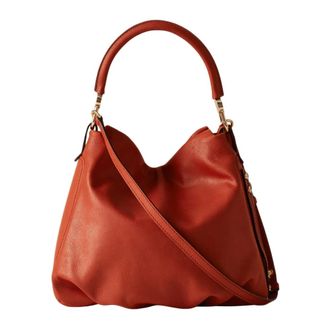 Borbonese Tassen, Dames, Oranje, ONE Size, Leer, Hobo Small