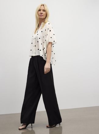 Contemporaine Womens Silky pleated pant Fit: Wide leg, high rise