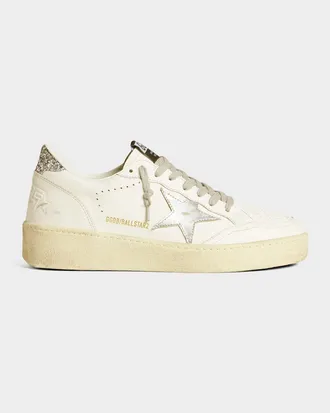 Golden Goose Ball Star Crystal Leather Low-Top Sneakers