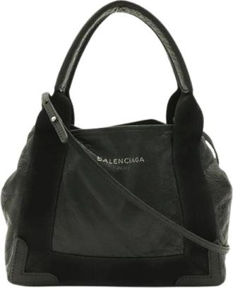 Balenciaga Pre-owned Navy Cabas Leder 2way Tas - Dames - Vintage Handtas - Zwart - ONE Size - Leer - Vintage