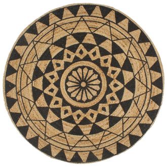 vidaXL Vidaxl - Alfombra De Yute Tejida A Mano Con Estampado Negro 150 Cm