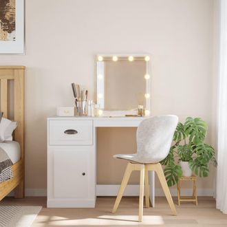 Berkfield Home Dressing Table with LED Lights White 90x42x132.5 cm